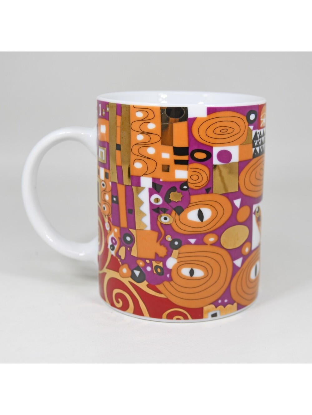 Gustav Klimt Coffee Mug Cup after Painting The Embrace Fulfillment Red Gold Bird